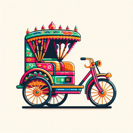 Vintage trishaw. Vector illustration on a white background.のイラスト素材