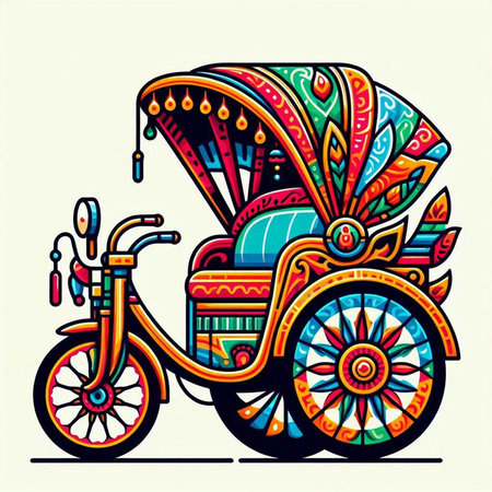 Tuk-tuk, rickshaw, hand drawn vector illustrationのイラスト素材
