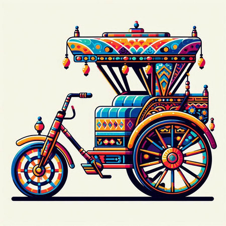 Tuk Tuk - traditional indian motocycle, vector illustrationのイラスト素材