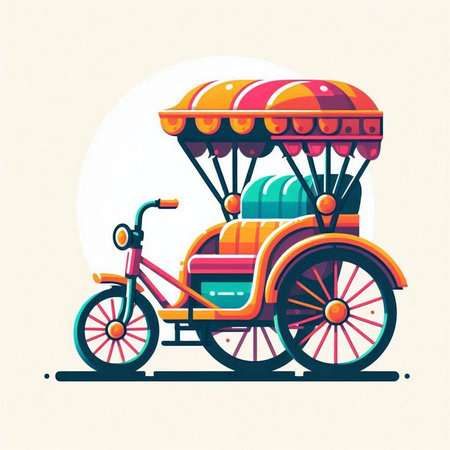 Tuk-tuk or rickshaw, vector illustration.のイラスト素材