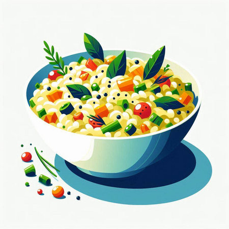 vegetable salad in a bowl, vector illustration, eps10のイラスト素材