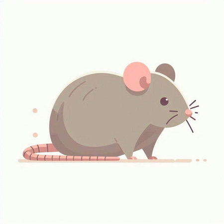 Cute rat. Vector illustration in flat style. Isolated on white background.のイラスト素材