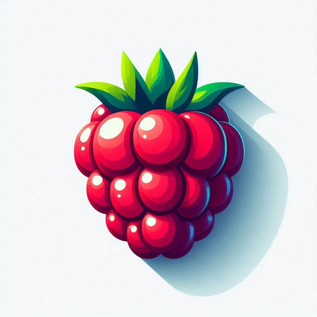 Illustration of a raspberry on a white background. Vector illustration.のイラスト素材