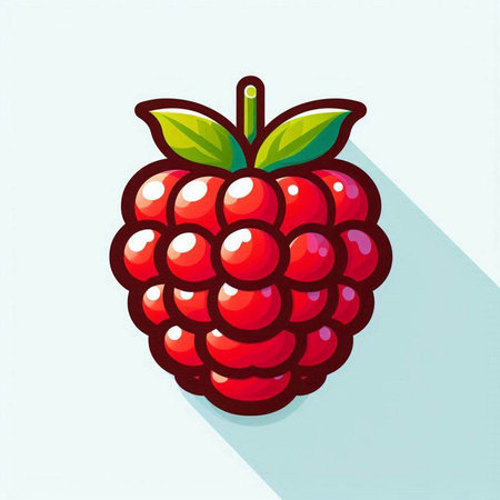 Raspberry icon, vector illustration. Flat design style with long shadowのイラスト素材