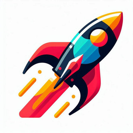 Abstract colorful rocket design with white space for text, vector illustration.のイラスト素材