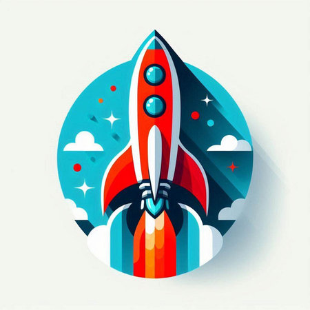 Rocket launch icon. Flat design style. Vector illustration eps 10のイラスト素材