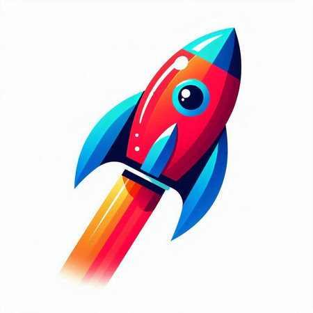 Rocket icon on white background, vector illustration. Flat design style.のイラスト素材