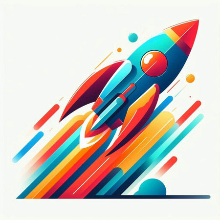 Abstract colorful background with space rocket. Vector illustration. Eps 10.のイラスト素材