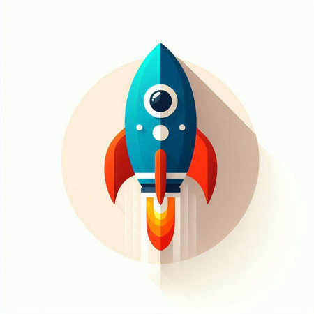 Space rocket icon, vector illustration. Flat design style with long shadowのイラスト素材