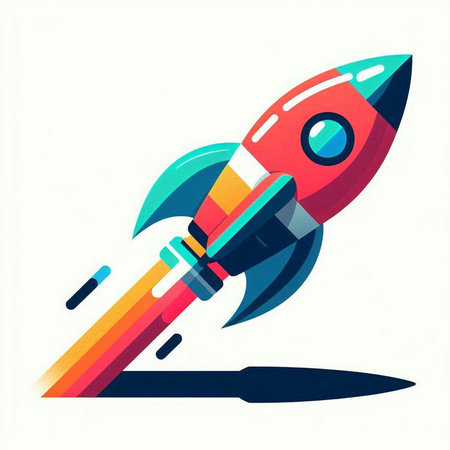 Colorful rocket icon on white background. Vector illustration. Eps 10.のイラスト素材
