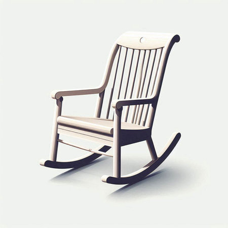 wooden rocking chair on a white background, 3d render illustrationのイラスト素材
