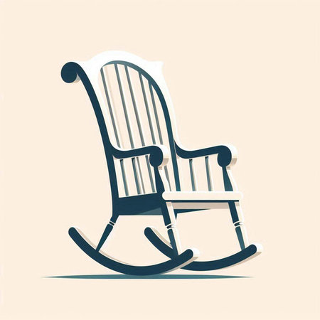 rocking chair vector illustration in flat style isolated on beige backgroundのイラスト素材
