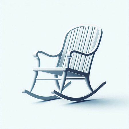 Rocking chair on a light blue background. 3D rendering.のイラスト素材