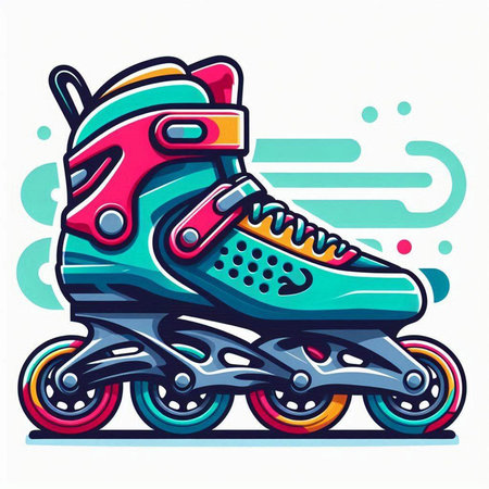 Roller skates isolated on white background. Vector illustration in cartoon style.のイラスト素材