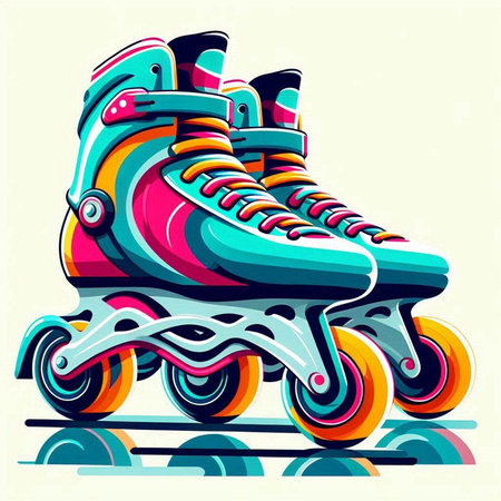 roller skates isolated on white background. Vector illustration in retro style.のイラスト素材