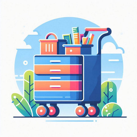 Cabinet with documents and folders. Vector illustration in flat styleのイラスト素材