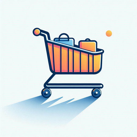 Shopping cart icon, vector eps10 illustration. Flat design.のイラスト素材