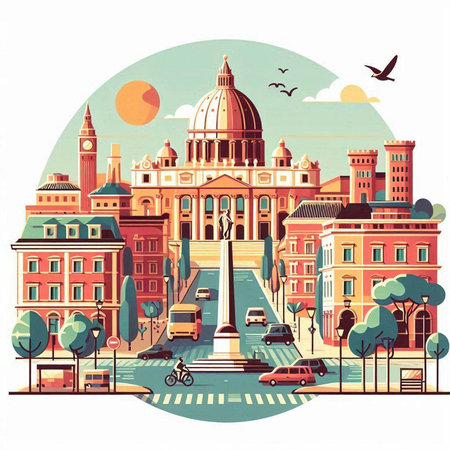 St. Paul's Cathedral, Rome, Italy. Vector illustration.のイラスト素材