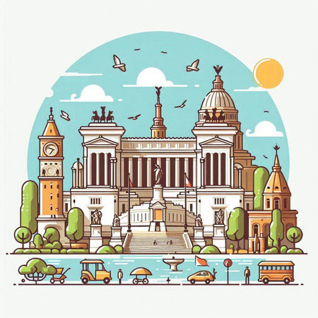 Rome, Italy. Landmarks of the city. Vector illustrationのイラスト素材