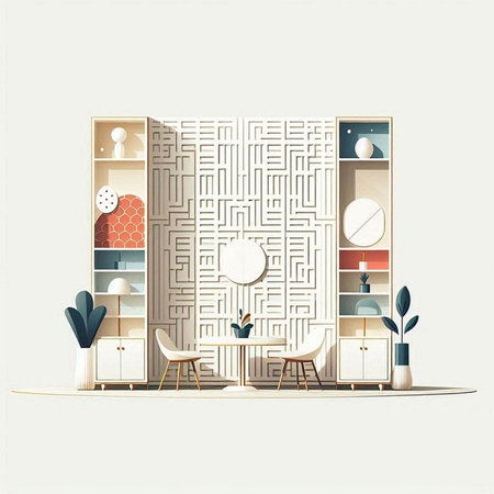 Furniture and interior design. Scandinavian style. Vector illustration.のイラスト素材