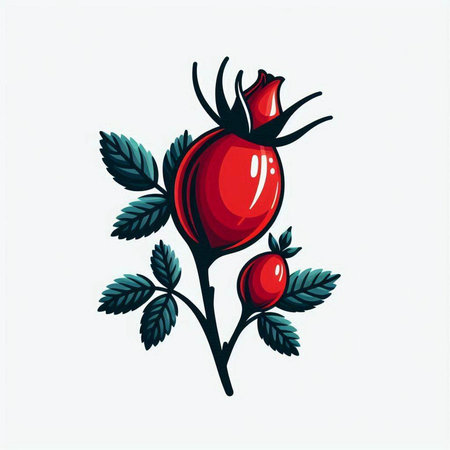 Rosehip. Vector illustration. Isolated on a white background.のイラスト素材