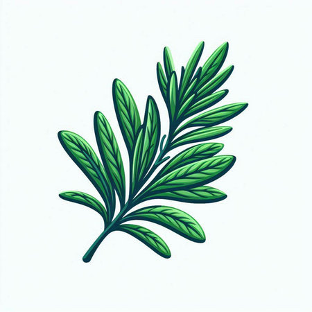 Hand drawn rosemary branch isolated on white background. Vector illustration.のイラスト素材