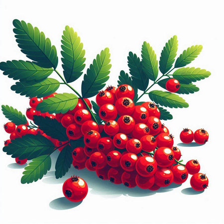 Red currant with leaves on a white background. Vector illustration.のイラスト素材