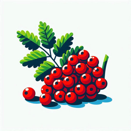 Bunch of red berries on a white background. Vector illustration.のイラスト素材