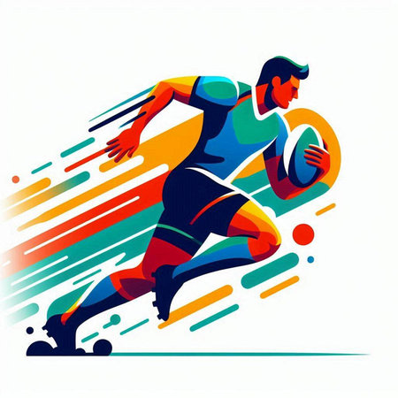 Rugby player vector illustration, designed using colorful abstract background graphic vector.のイラスト素材