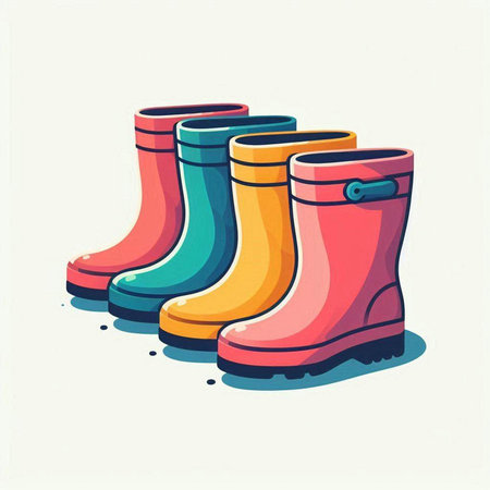 Rubber boots. Vector illustration in cartoon style isolated on white background.のイラスト素材
