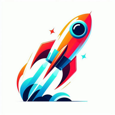 Abstract colorful rocket on white background. Vector illustration. Eps 10.のイラスト素材
