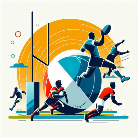 Soccer players in action. Sport vector illustration. Flat style.のイラスト素材