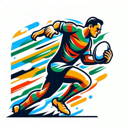 Rugby player with ball. Vector illustration of a rugby player.のイラスト素材