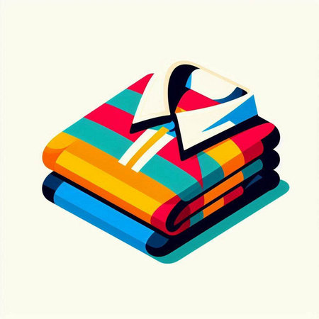 stack of folded clothes on a light background, vector illustration in flat styleのイラスト素材