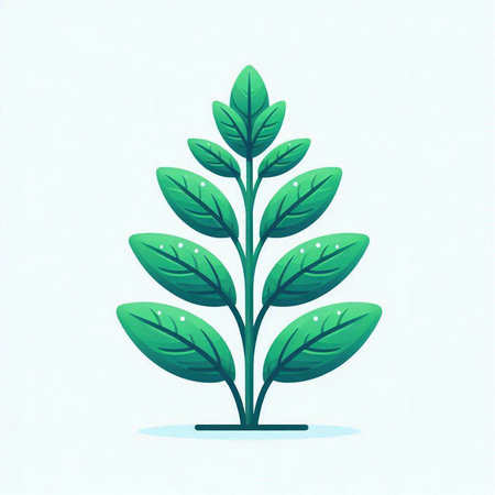 Green plant with leaves. Ecology concept. Vector illustration in flat style.のイラスト素材