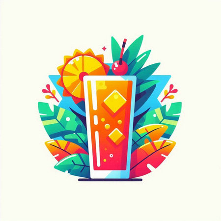 Cocktail. Vector illustration in flat style on white background.のイラスト素材