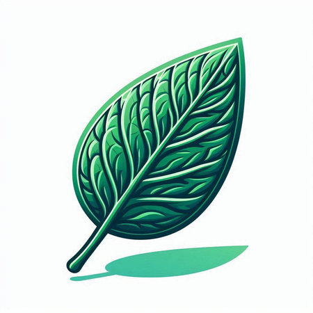 Illustration of a green leaf isolated on a white background - vectorのイラスト素材