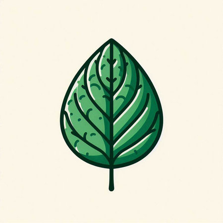 Green leaf icon. Hand drawn illustration of green leaf vector icon for web designのイラスト素材