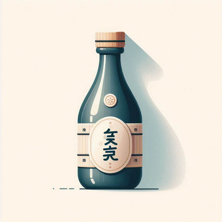 Illustration of a bottle of soy sauce on a white background.のイラスト素材