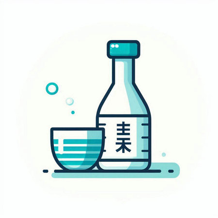 Sake and sake. Japanese food. Vector illustration in flat styleのイラスト素材