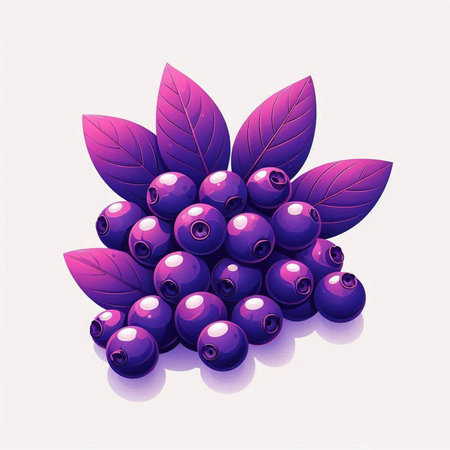 Bunch of blueberries on a white background. Vector illustration.のイラスト素材