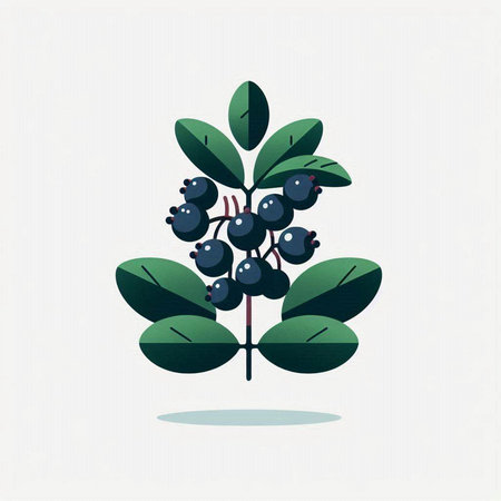 Bunch of blueberries on a white background. Vector illustration.のイラスト素材