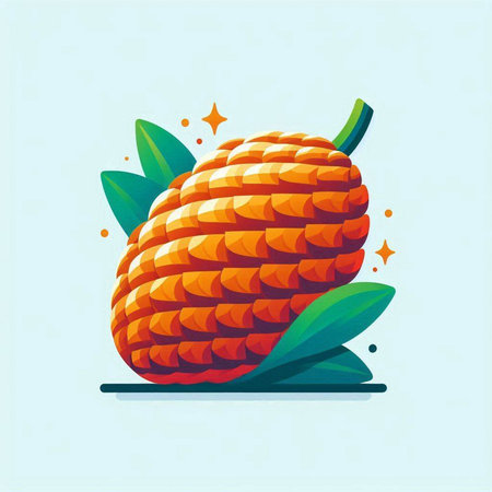 Pineapple vector illustration. Pineapple on blue background. Pineapple icon.のイラスト素材