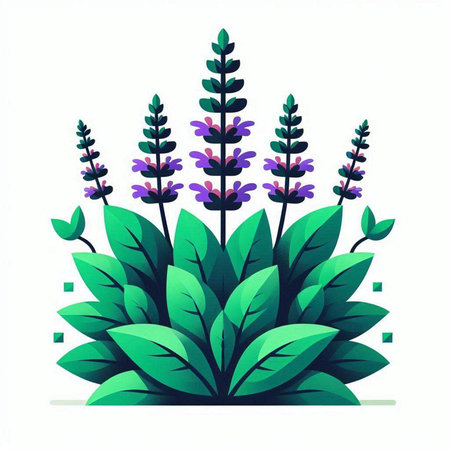 Lavender plant vector illustration on white background. Vector illustration.のイラスト素材