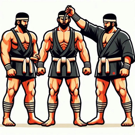 Kung fu japanese martial arts fighters cartoon vector illustration.のイラスト素材