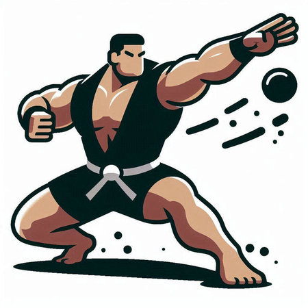 Tae Kwon Do, Korean martial art vector illustration of a man kicking a ballのイラスト素材
