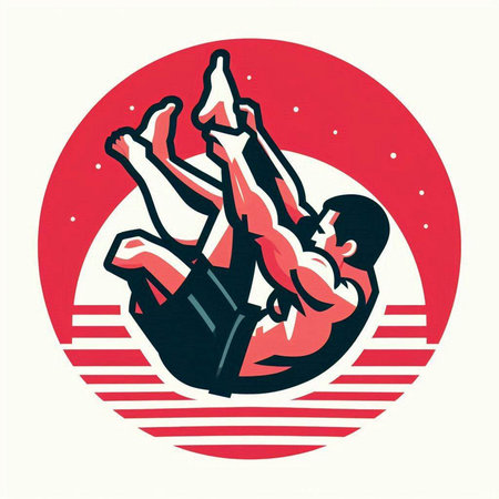 Athletic man doing push-ups. Vector illustration.のイラスト素材