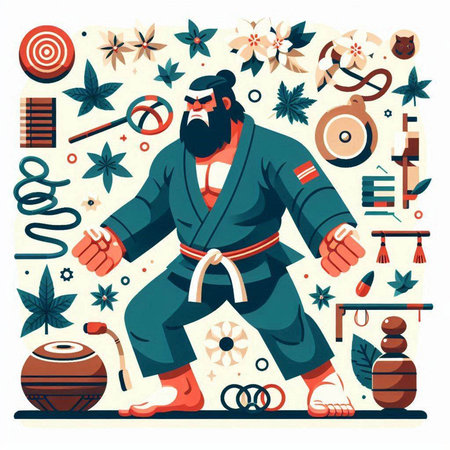 Tae Kwon Do, Korean traditional martial art vector illustration.のイラスト素材