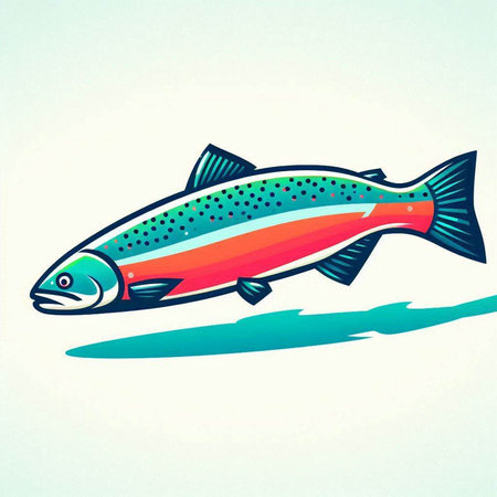 Rainbow trout fish. Vector illustration of a rainbow trout fish.のイラスト素材
