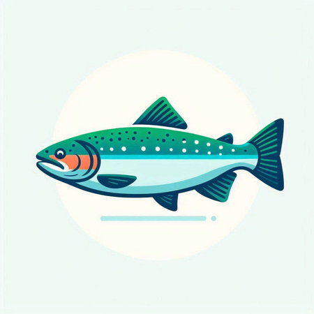 Rainbow trout flat icon. Vector illustration of rainbow trout fish.のイラスト素材